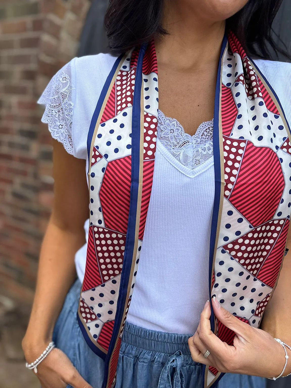 Navy Polka Dot Neck/ Head Scarf