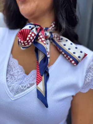 Navy Polka Dot Neck/ Head Scarf