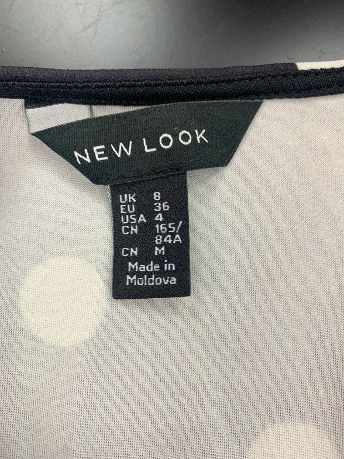 New Look Black and White Polka Dot Puff Sleeve Dress UK 8
