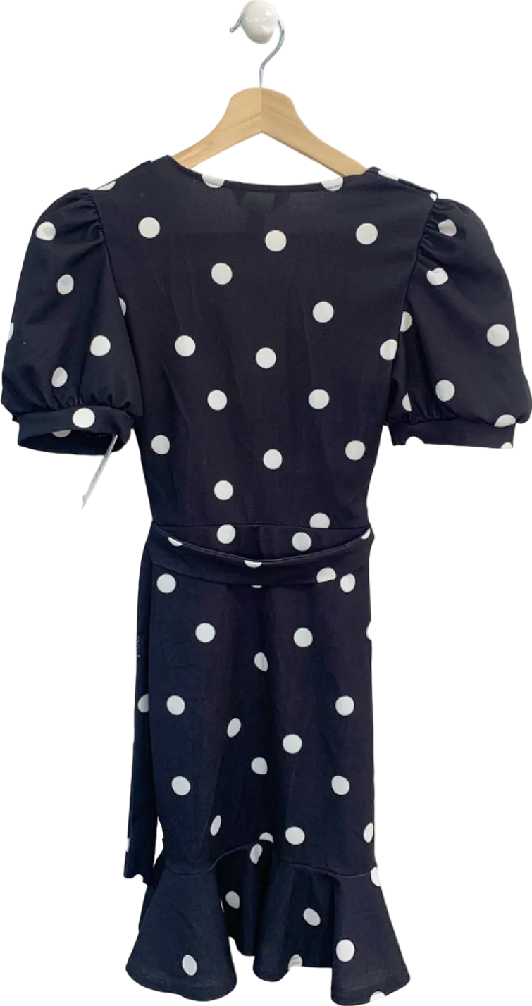 New Look Black and White Polka Dot Puff Sleeve Dress UK 8