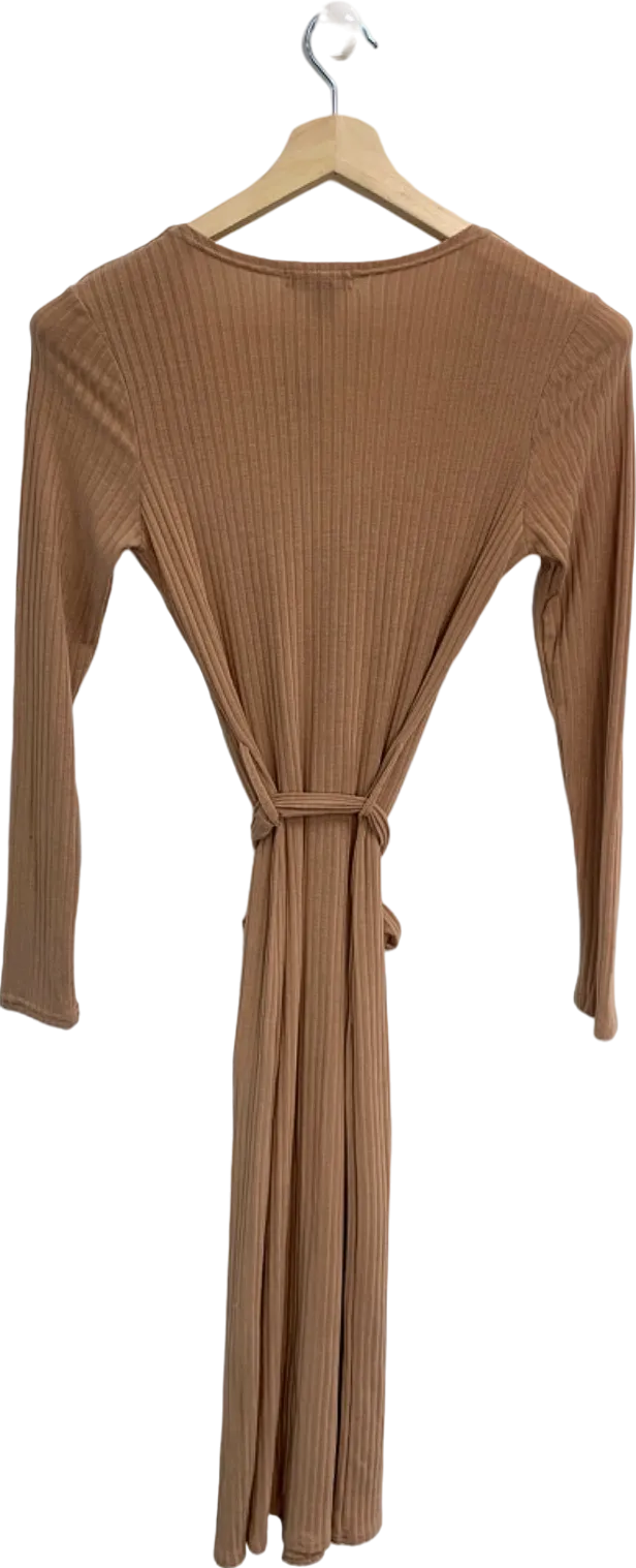 New Look Camel Rib Button Tie Belt Dress UK 10