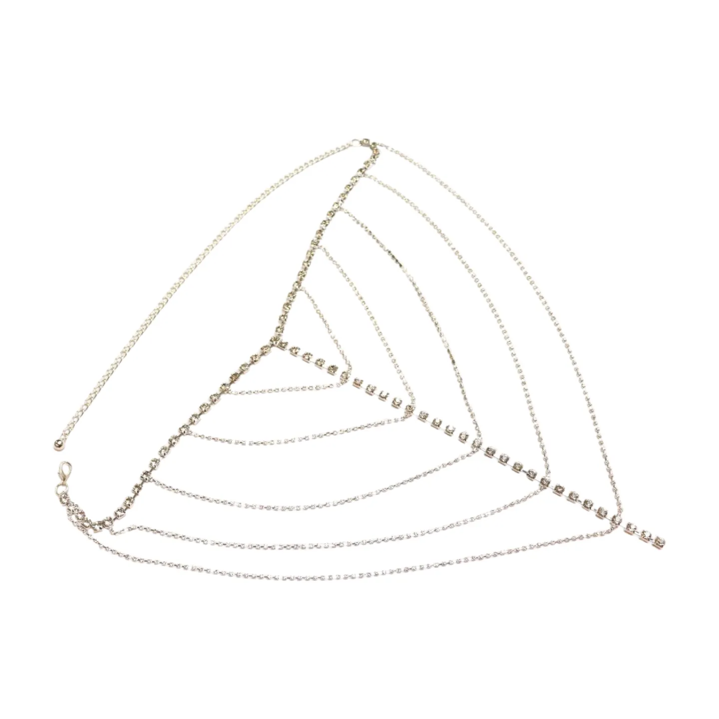 New Women Silver Metal Chain Wave High Waist Belt Rhinestones Size S M