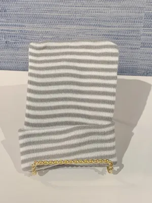 Newborn Baby Hat {Grey   White Stripe}