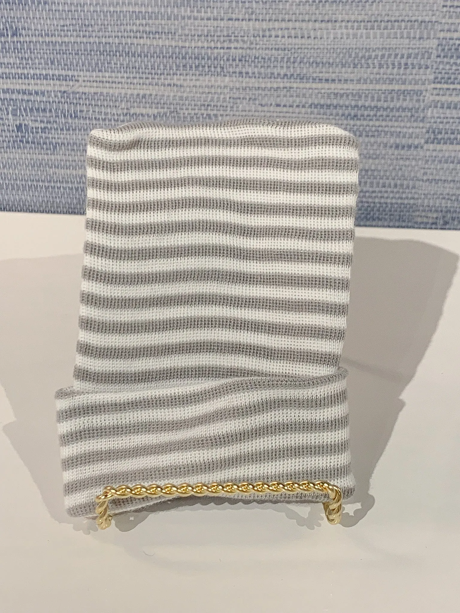 Newborn Baby Hat {Grey   White Stripe}