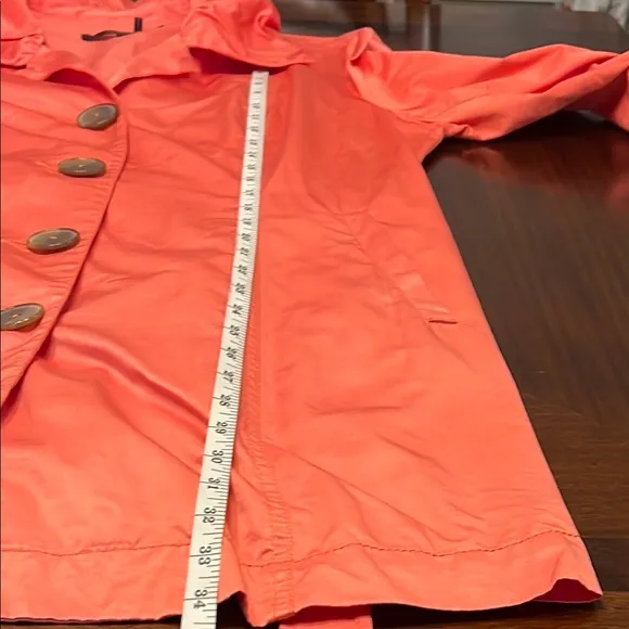 NIC ZOE Coral Sheen Trench Coat w Wide Puffy Collar and Long Roll Tab Sleeves XL
