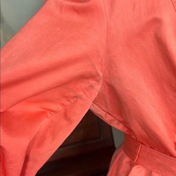 NIC ZOE Coral Sheen Trench Coat w Wide Puffy Collar and Long Roll Tab Sleeves XL