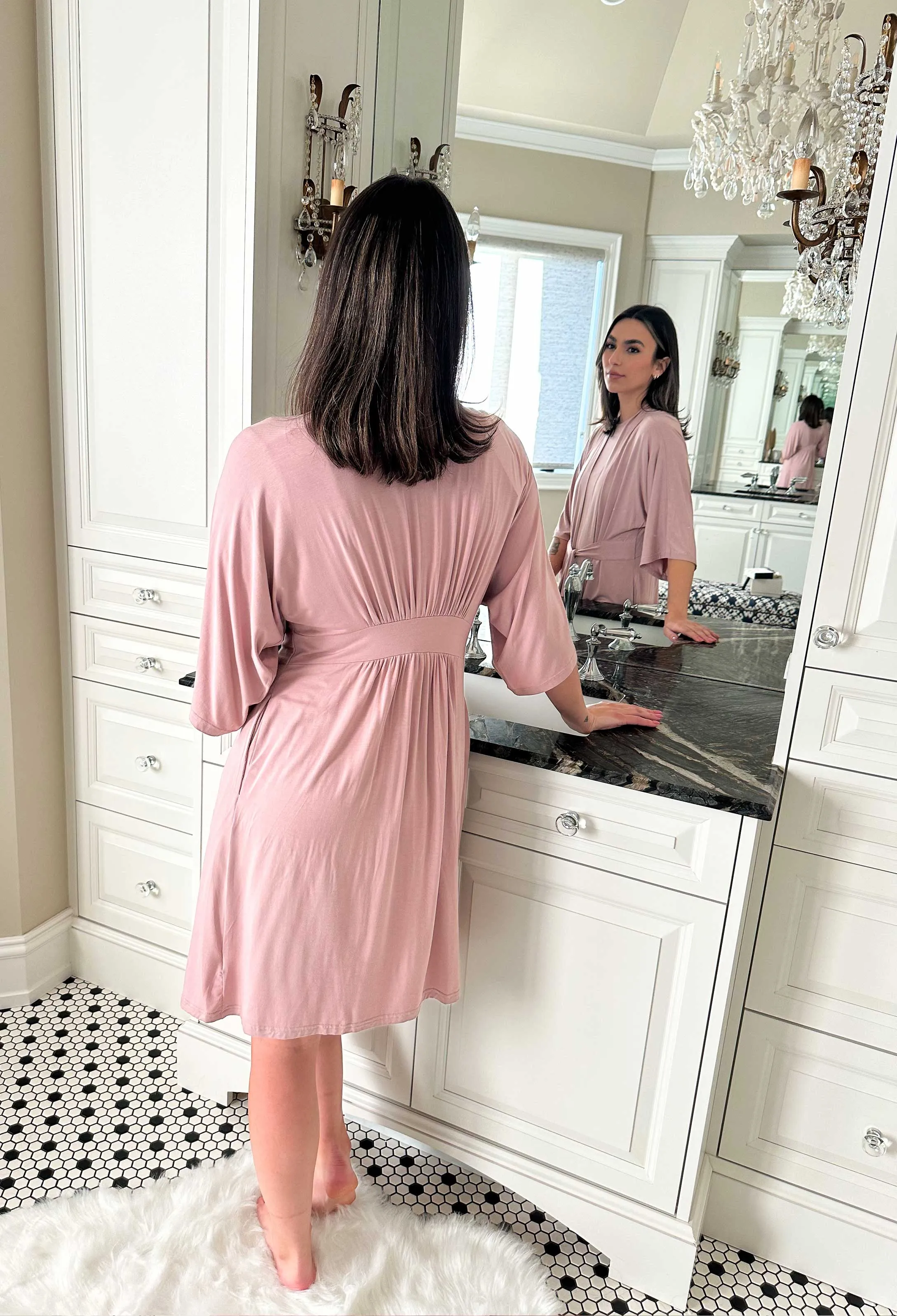 Nina Elbow Sleeve Belted Bamboo Robe