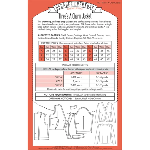 No. 103 Three's A Charm Jacket