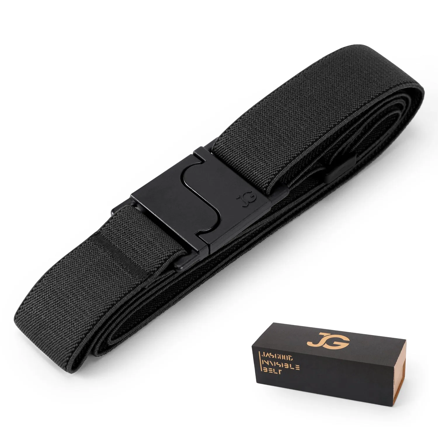 No Show Adjustable Elastic Flat Belt with Patented Buckle for Women Men By JASGOOD