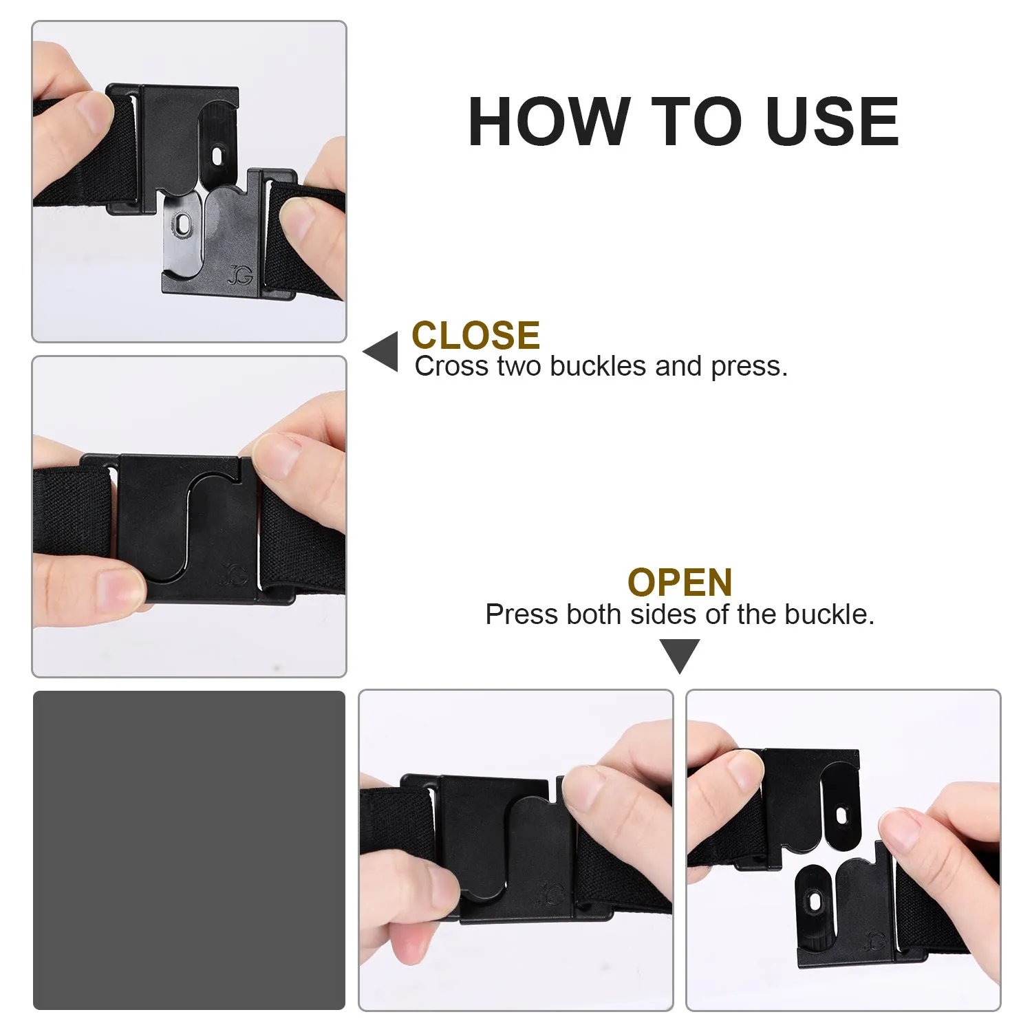 No Show Adjustable Elastic Flat Belt with Patented Buckle for Women Men By JASGOOD