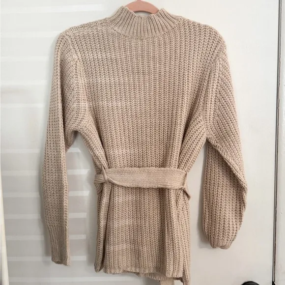 NWT Vici Wixson Belted Mock Neck Knit Sweater