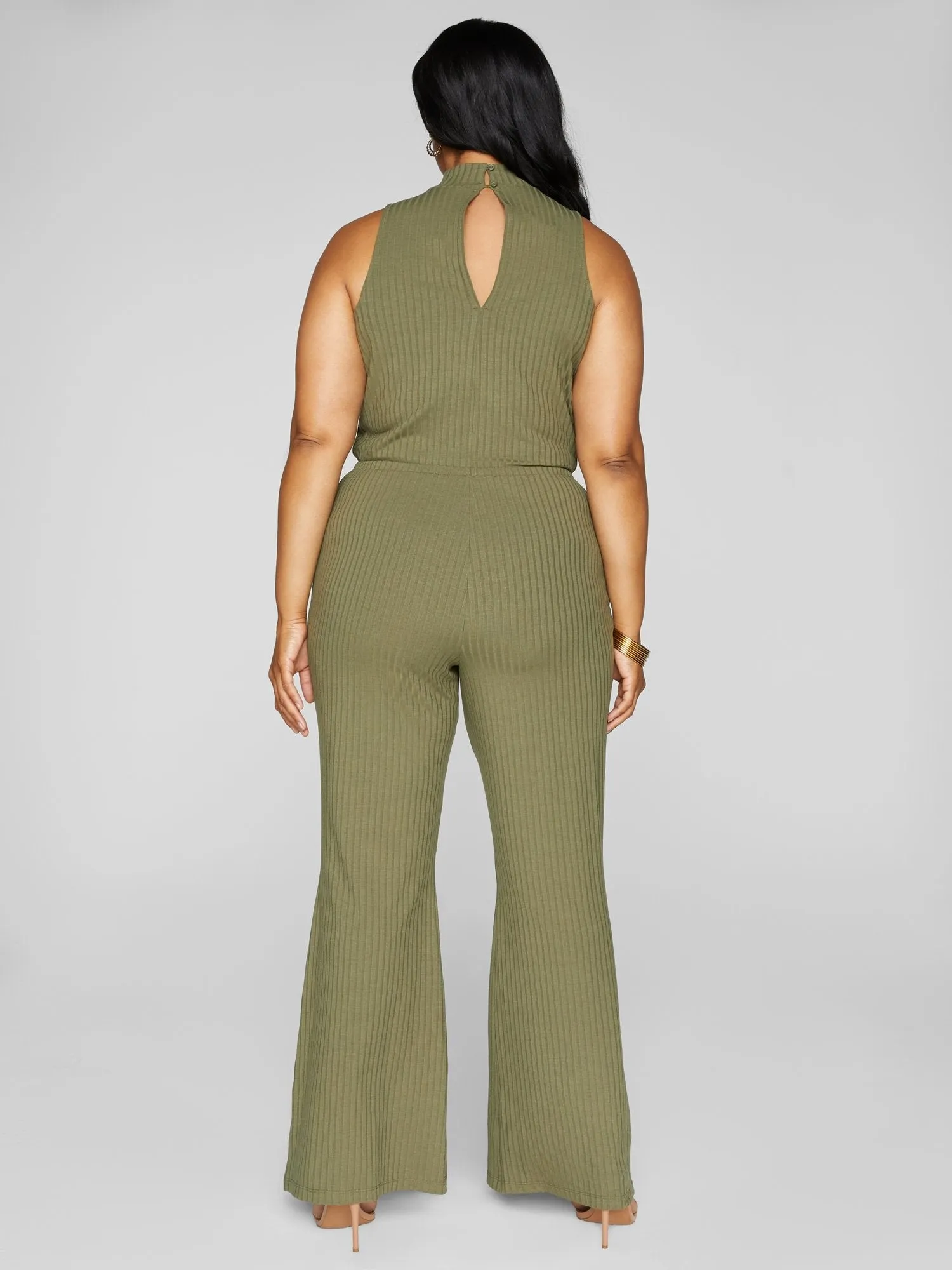 Olivia Ribbed Knit Flare Leg Jumpsuit
