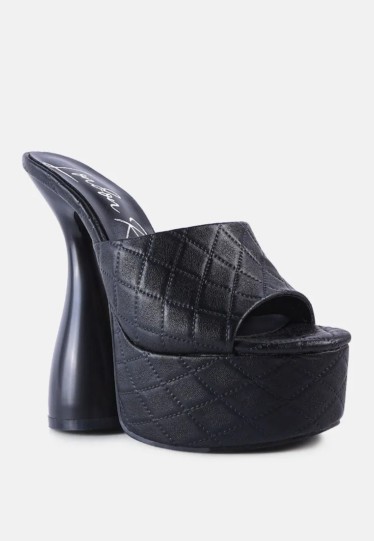 Oomph Quilted Hourglass Heel Platform Sandals By Ruw