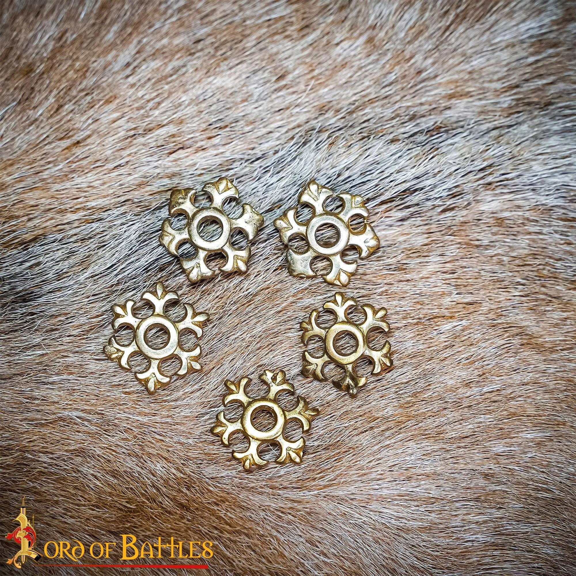 Open Sexfoil Fleur-de-Lys Medieval Mounts (set of 4)