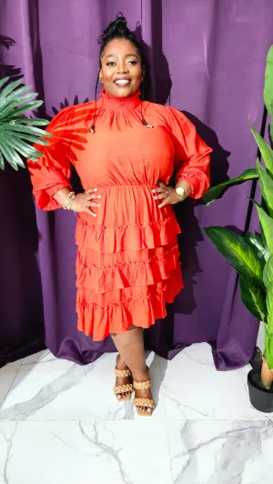 Orange Tiered Elegance Dress