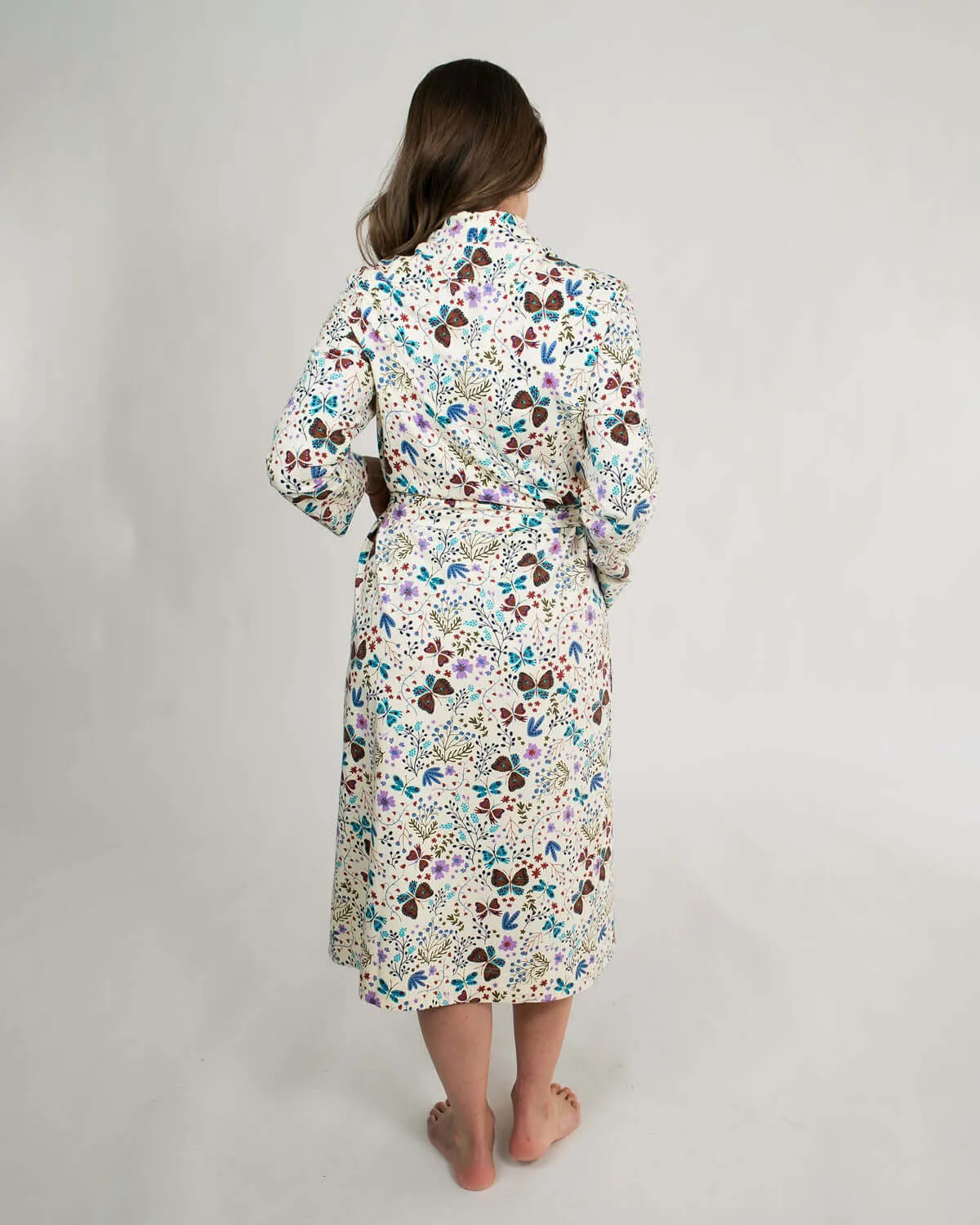 Organic Cotton Women’s Lounge Robe in Botanical Floral