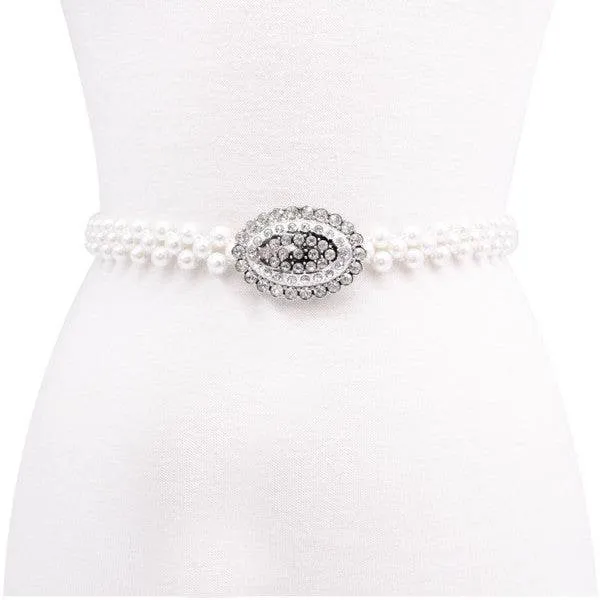 OVAL BUCKLET PEARL BELT