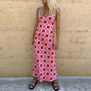 Pattern Printed One Piece Bohemian V-neck Sleeveless Sexy Strap Floral Elegant Dress