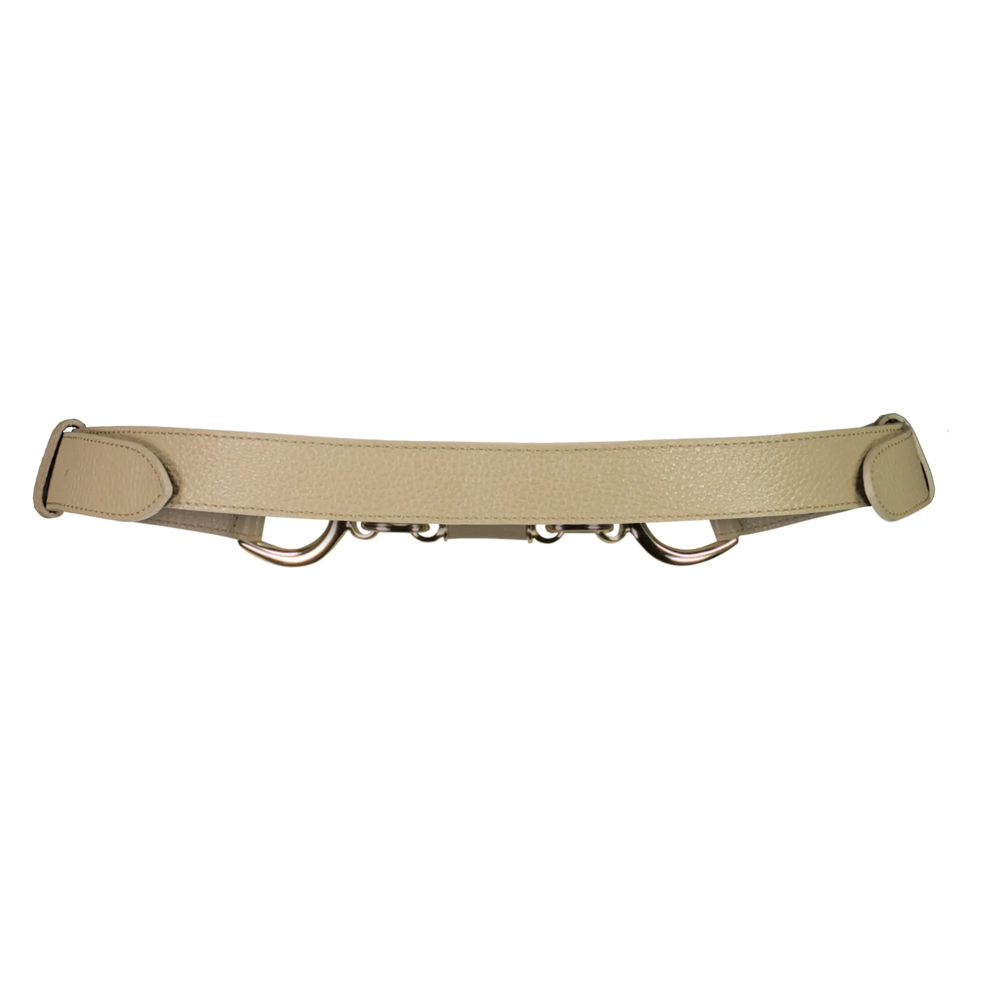 PAULA RYAN Metal Trimmed Leather Belt - Tan/Gold