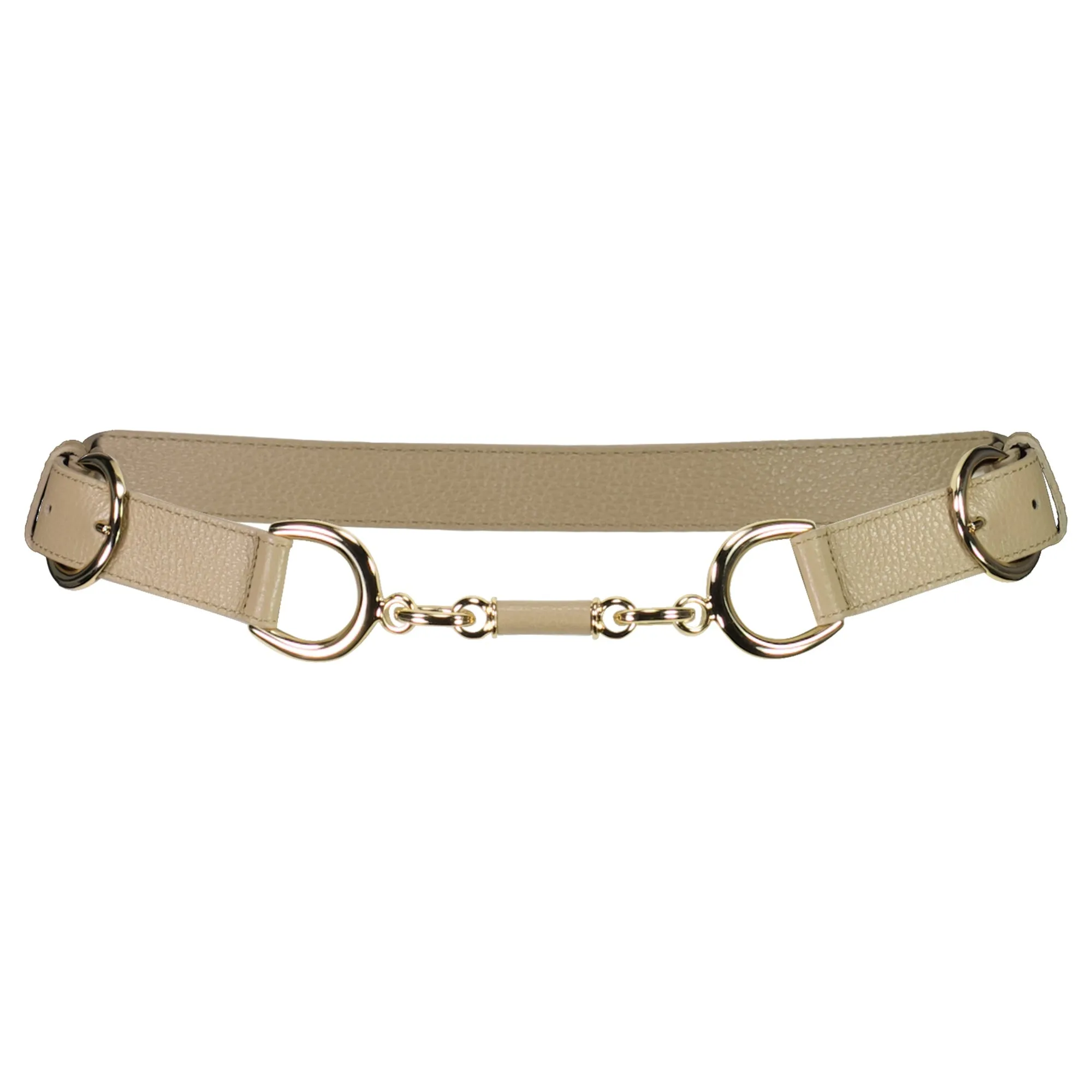 PAULA RYAN Metal Trimmed Leather Belt - Tan/Gold