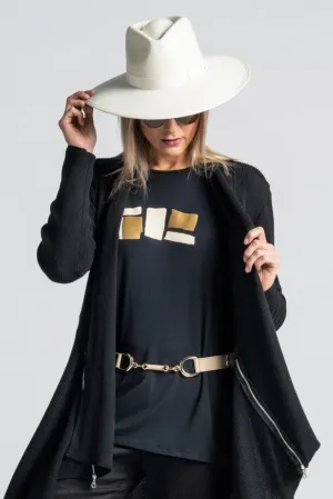 PAULA RYAN Metal Trimmed Leather Belt - Tan/Gold