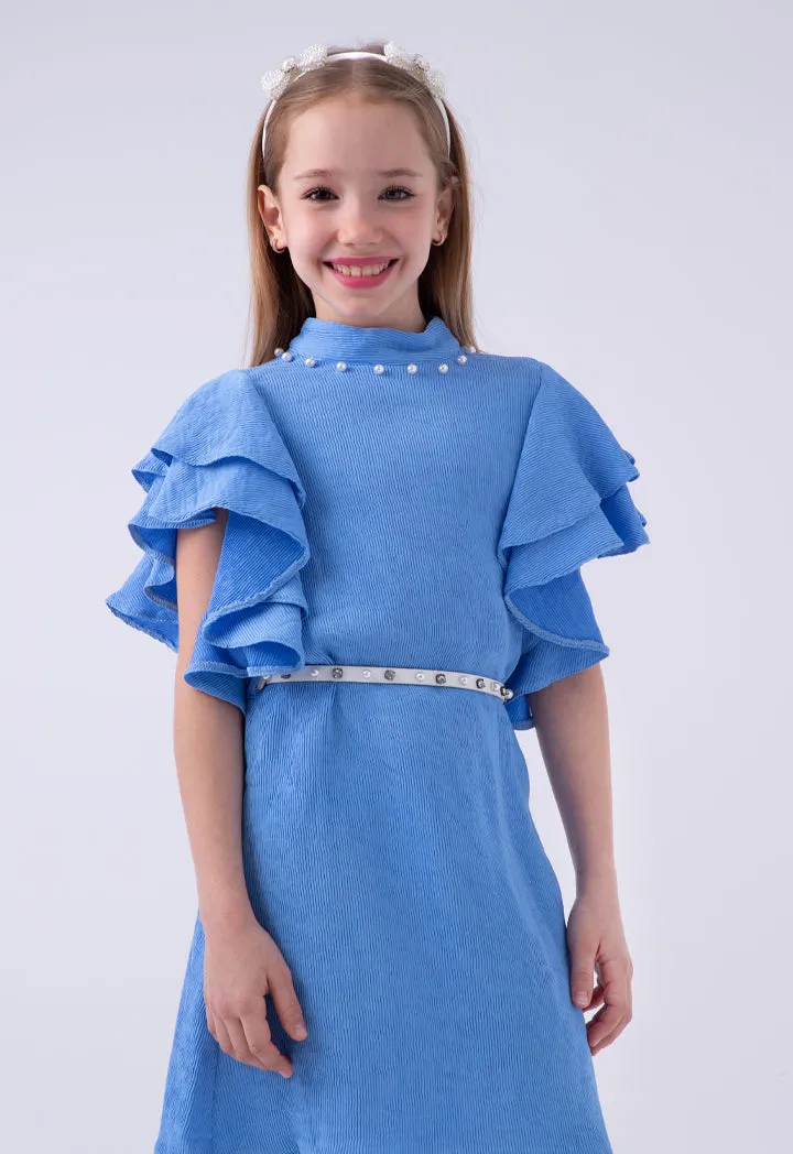 Pearl Stud Ruffle Dress