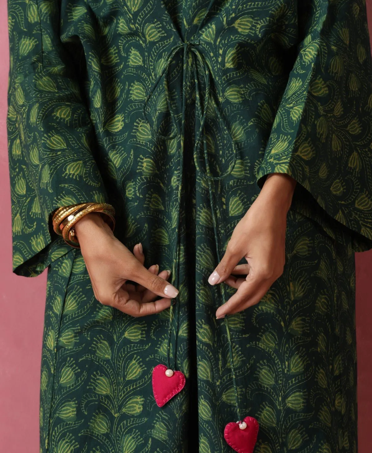 Pine - Freesize Kaftan Dress with tie up belt