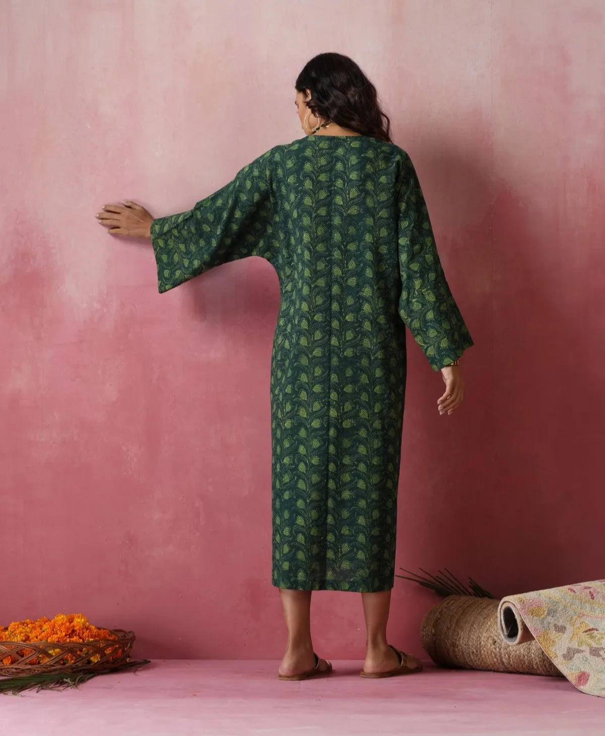 Pine - Freesize Kaftan Dress with tie up belt