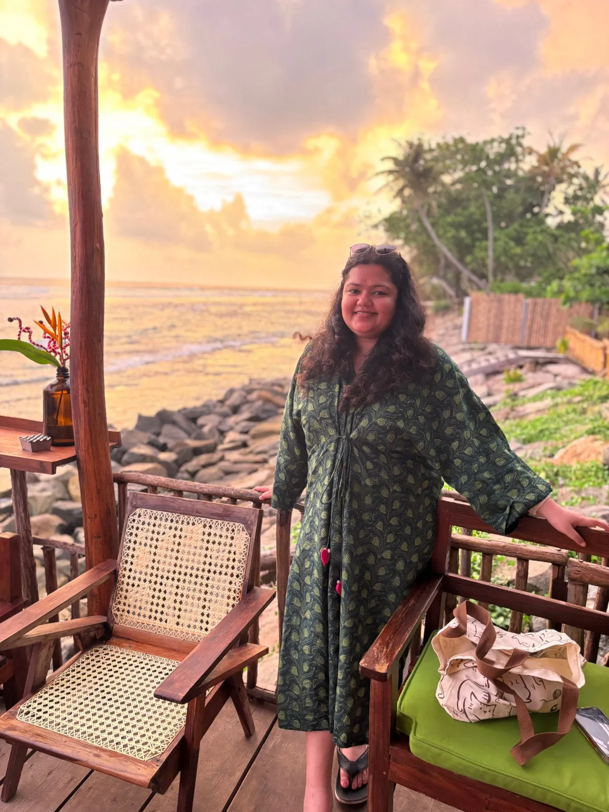 Pine - Freesize Kaftan Dress with tie up belt