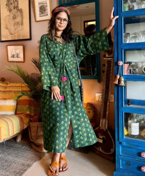 Pine - Freesize Kaftan Dress with tie up belt