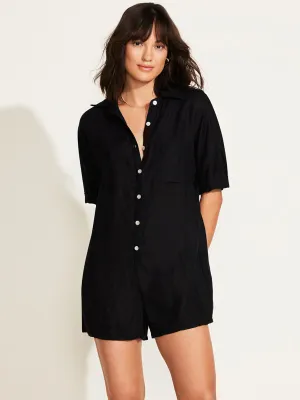 Playa Romper in Black EcoLinen