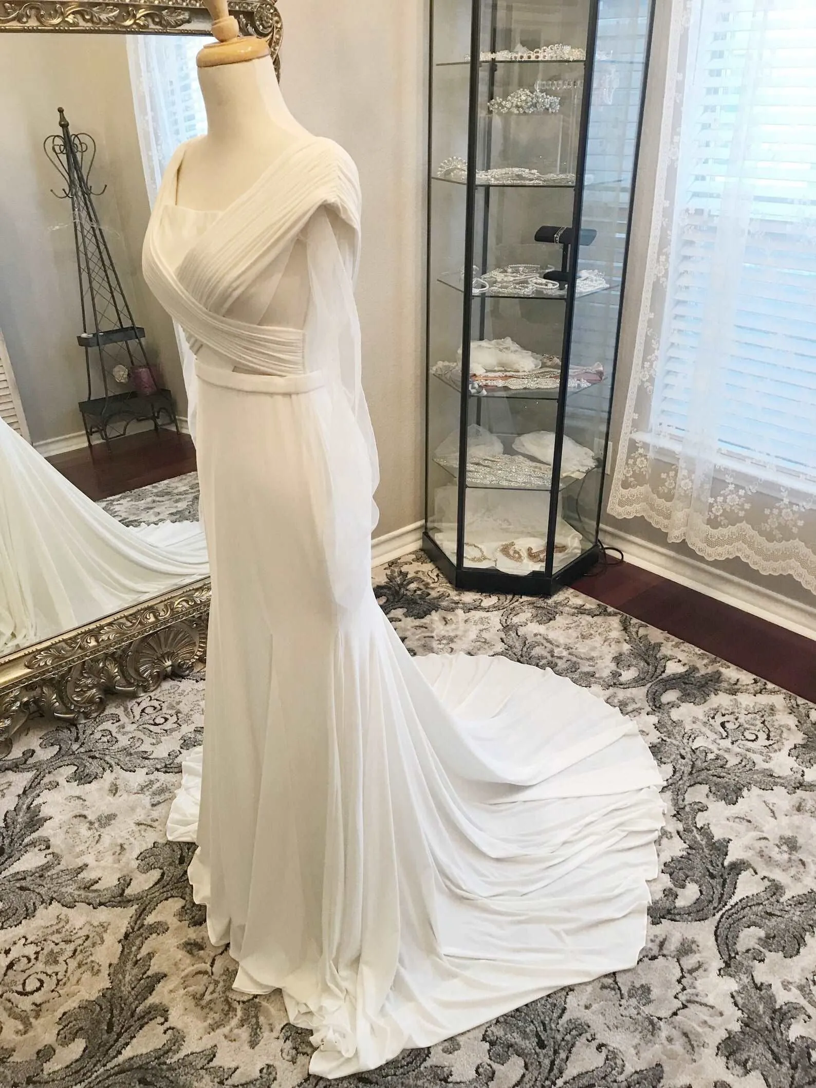 Pleated Bodice with Cut Outs Fit & Flare Wedding Dress Jennifer