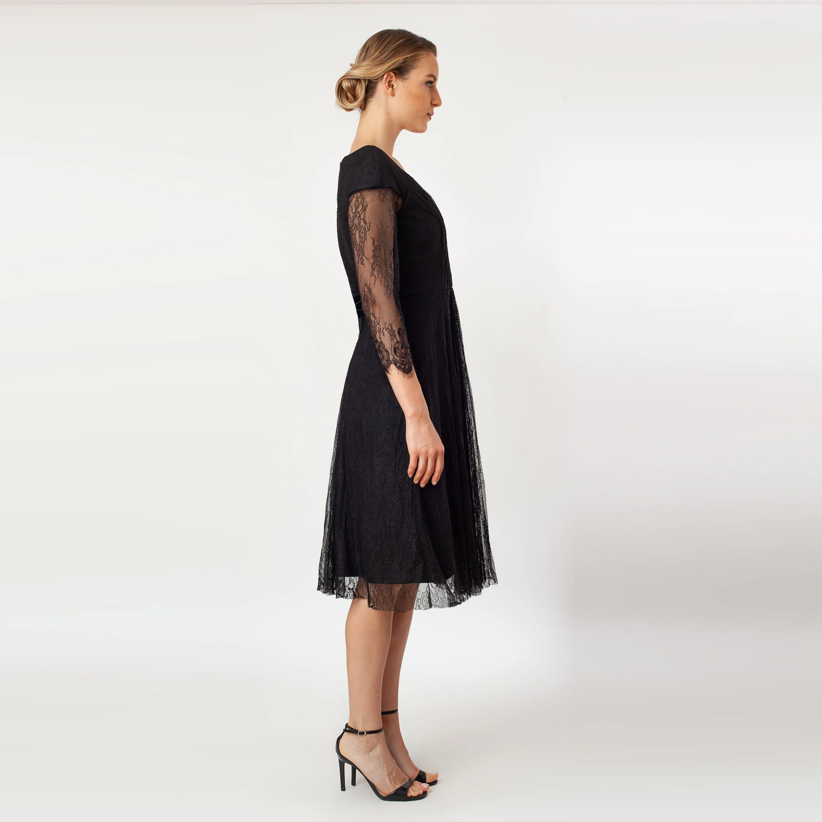 Pleated Center Fit & Flare Dress