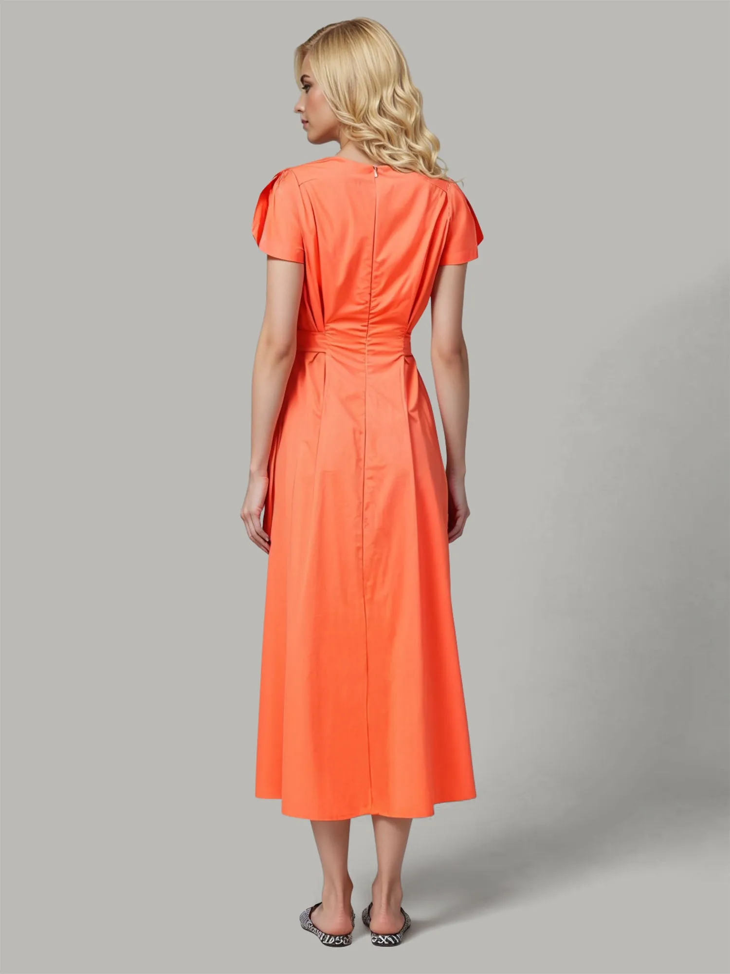 Pleated  Fit & Flare Midi Sun Dress