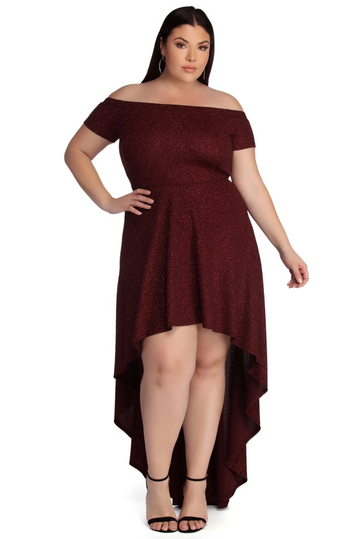 Plus Penelope Glitter Charming Formal High Low Dress