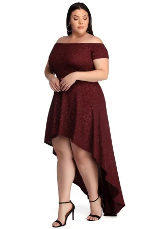 Plus Penelope Glitter Charming Formal High Low Dress