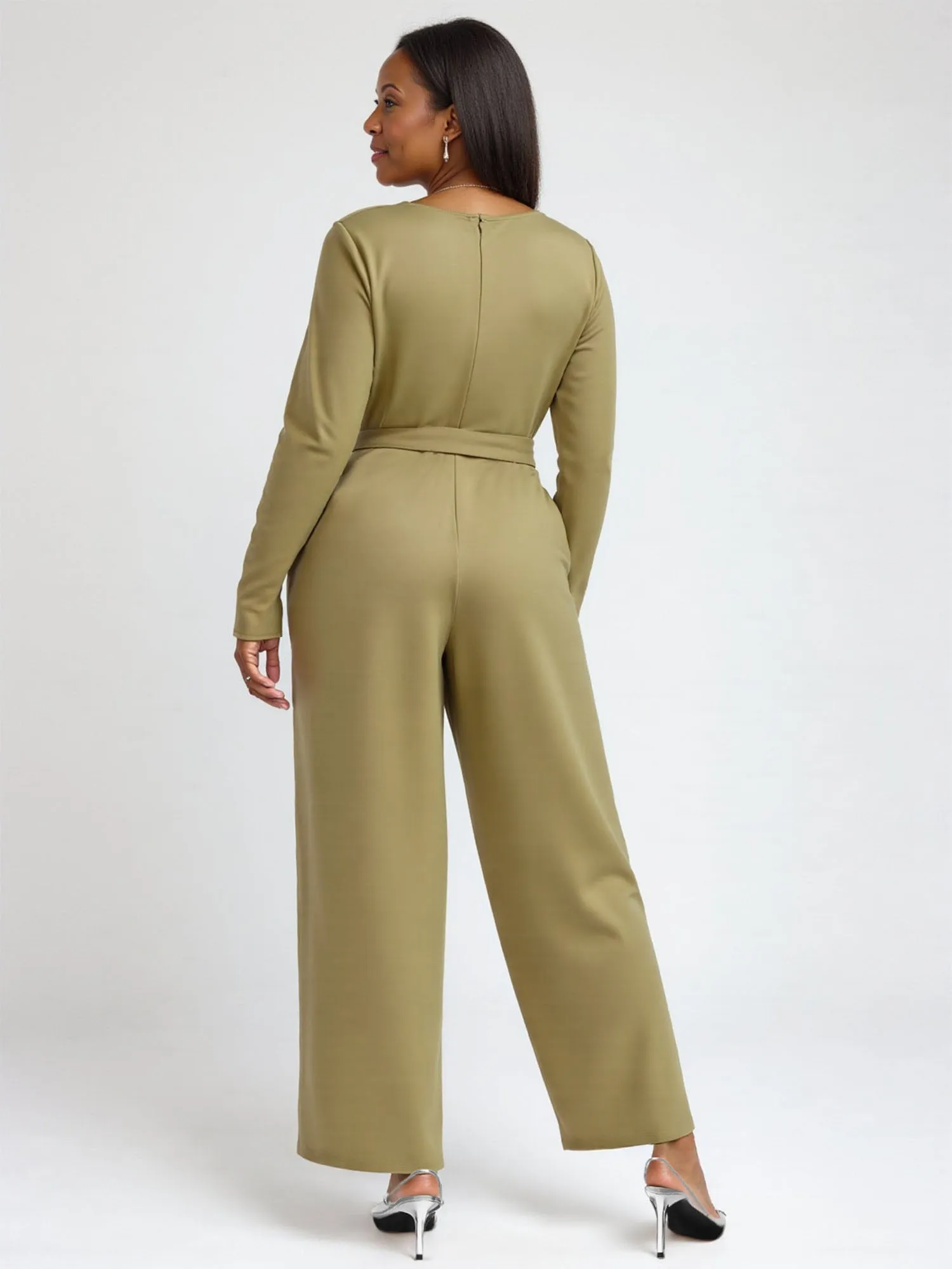 Plus Ponte Self Belt Jumpsuit
