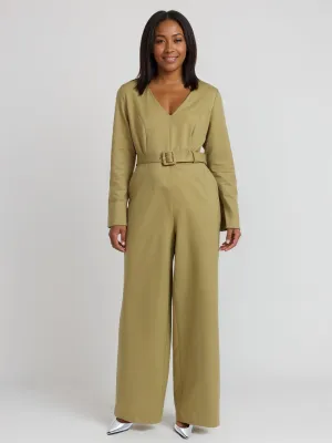 Plus Ponte Self Belt Jumpsuit