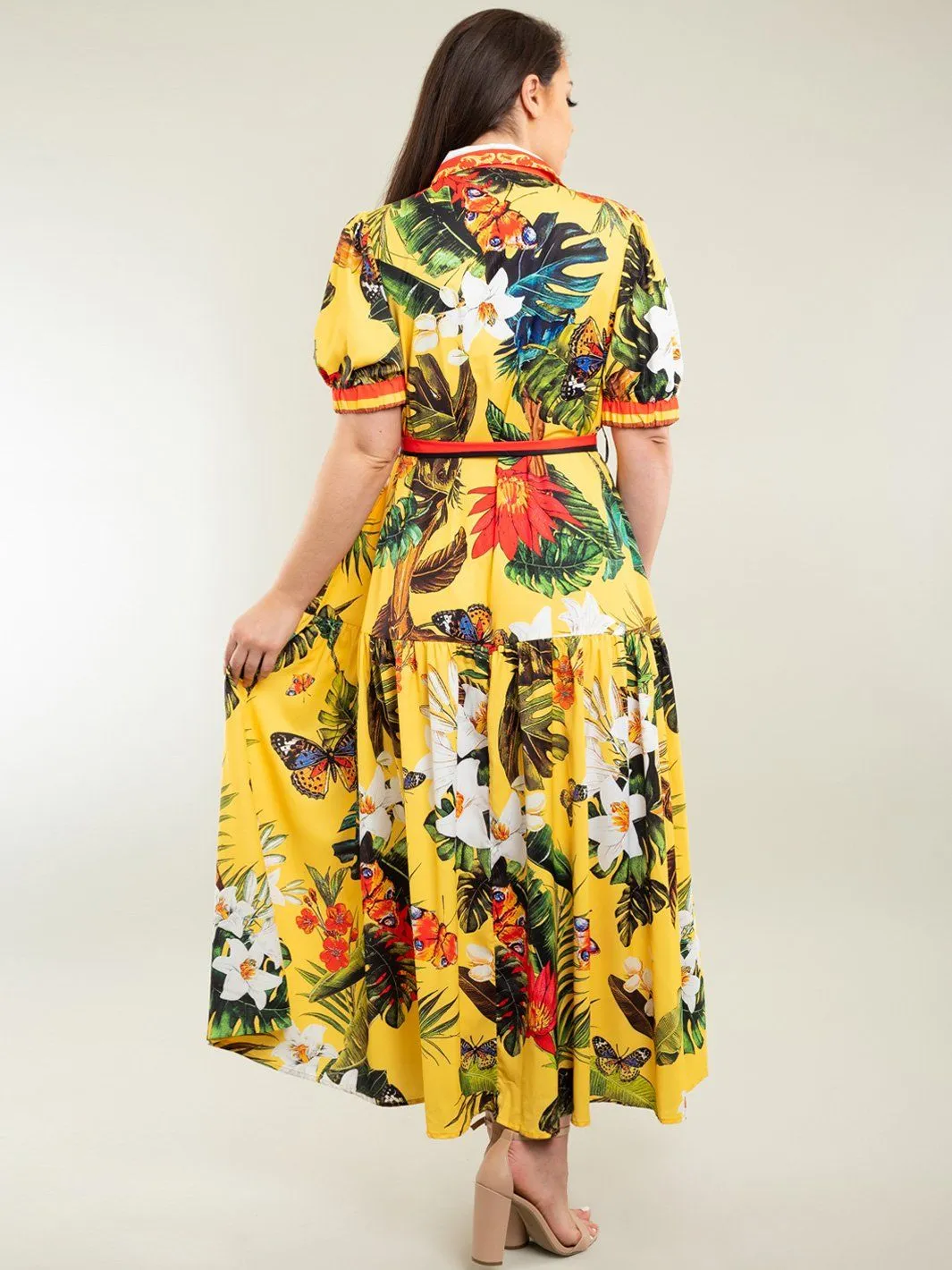 PLUS SIZE TROPICAL MAXI DRESS