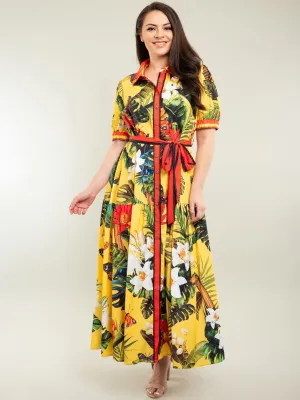 PLUS SIZE TROPICAL MAXI DRESS