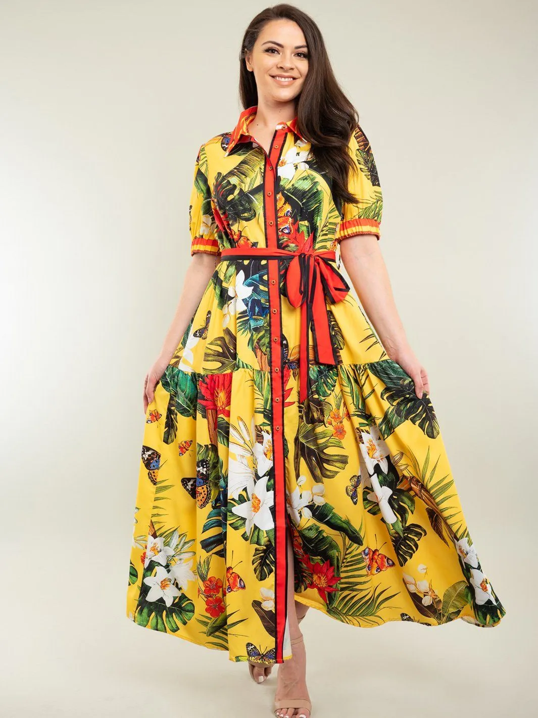 PLUS SIZE TROPICAL MAXI DRESS