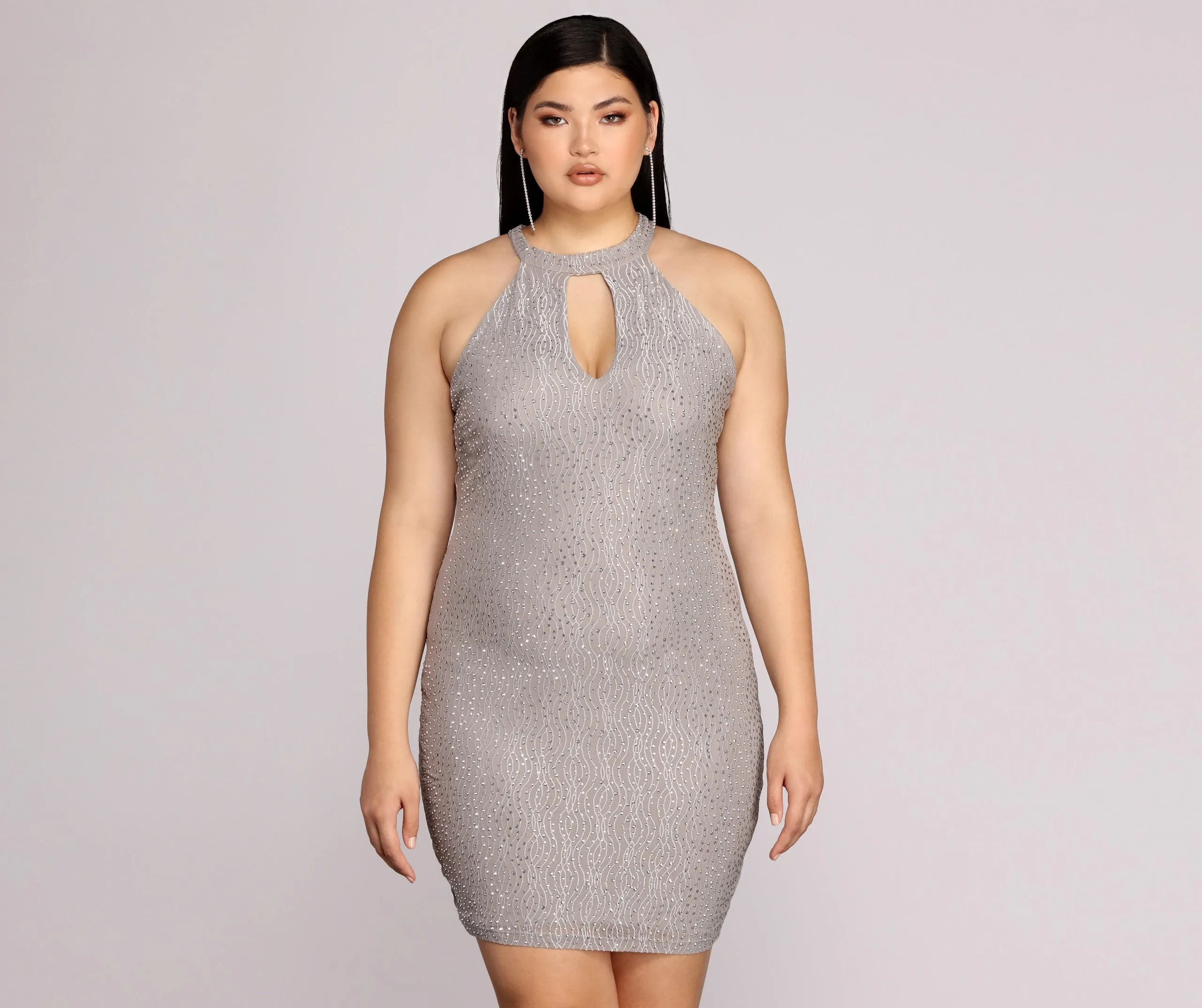 Plus Stunning In Charming Silver Formal Dress