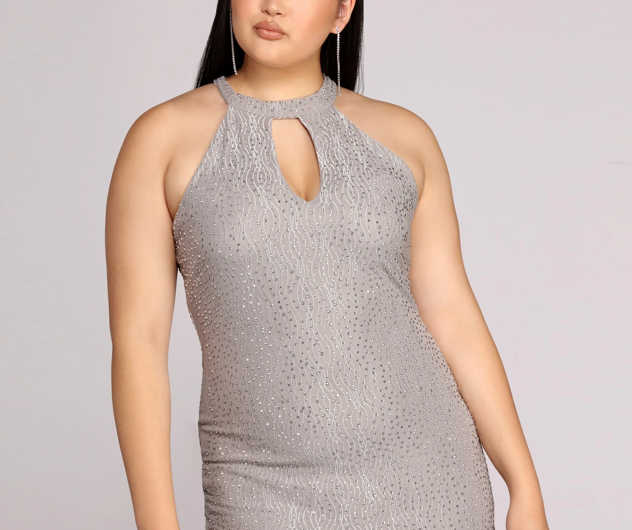 Plus Stunning In Charming Silver Formal Dress