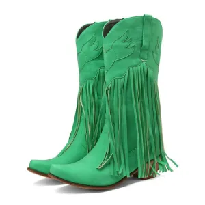 Point Toe Block Heels Boots