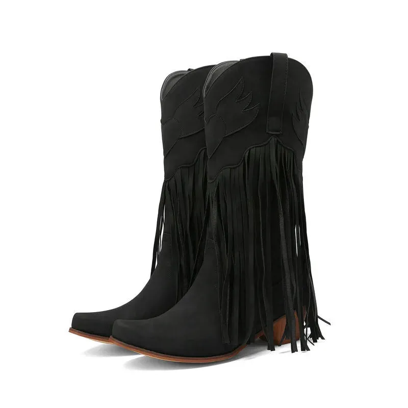 Point Toe Block Heels Boots