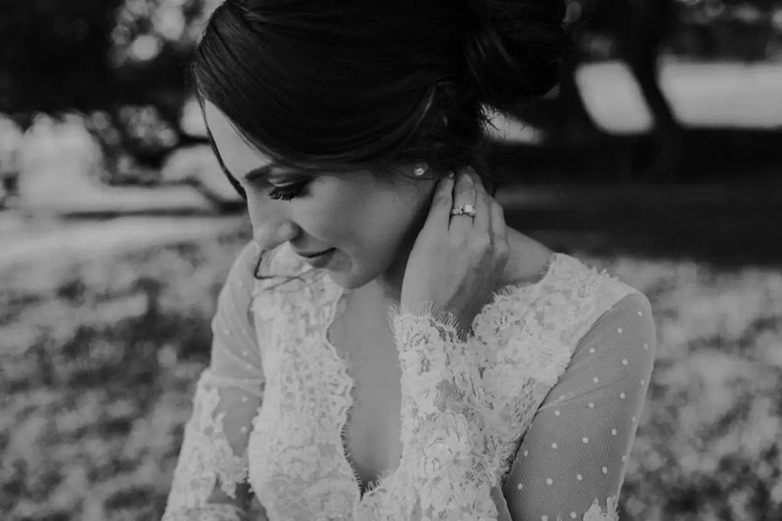 Polka Dot Lace Fit & Flare Wedding Dress Lauren