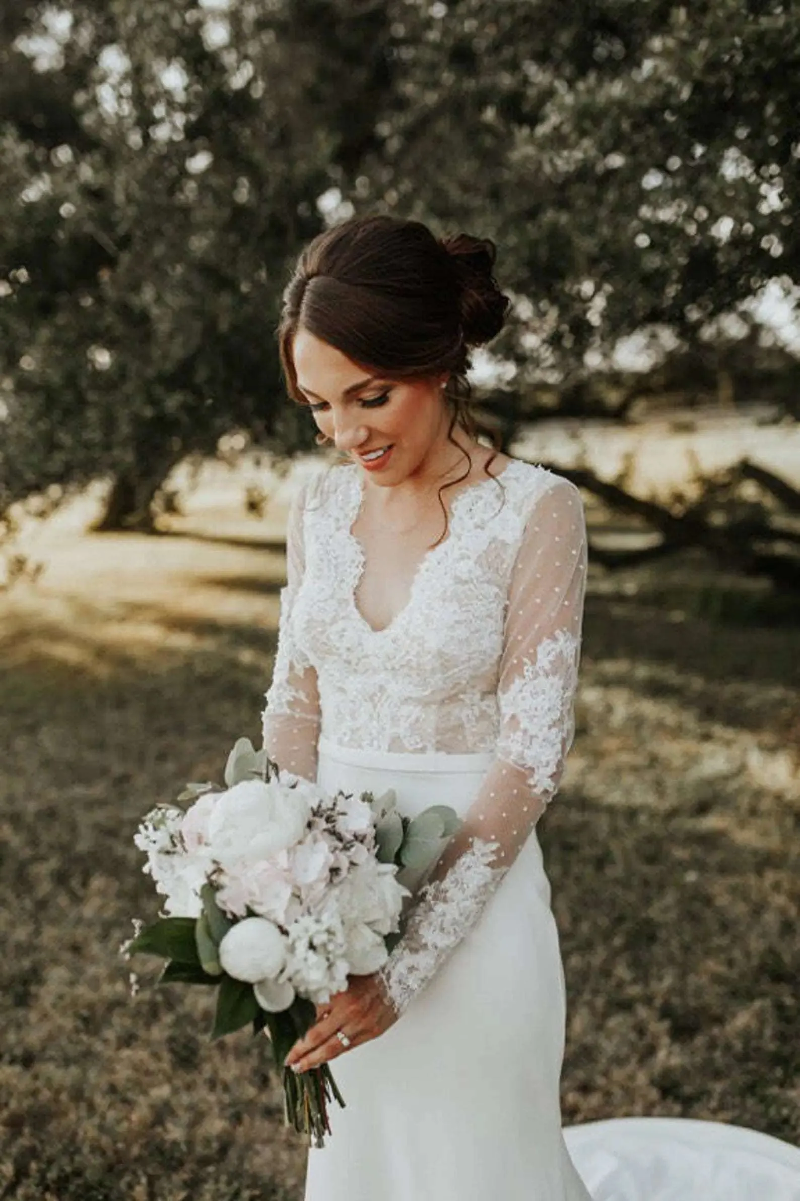 Polka Dot Lace Fit & Flare Wedding Dress Lauren