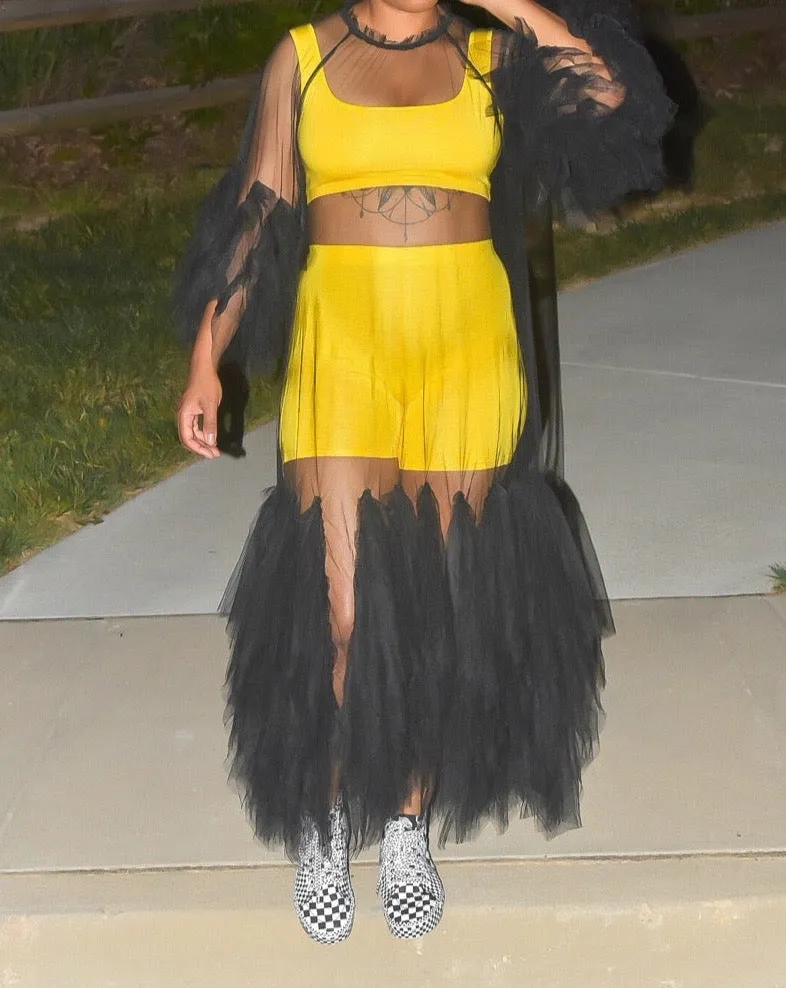 POPPIN Mesh and Tulle Sheer Dress (Available in Red, Black and Blue)