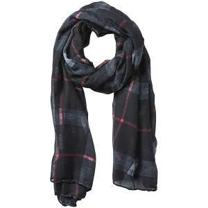 Preppy Lightweight Plaid Scarf - Black