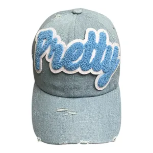 Pretty Dad Hat Denim Light Blue White Stylish Casual Cap